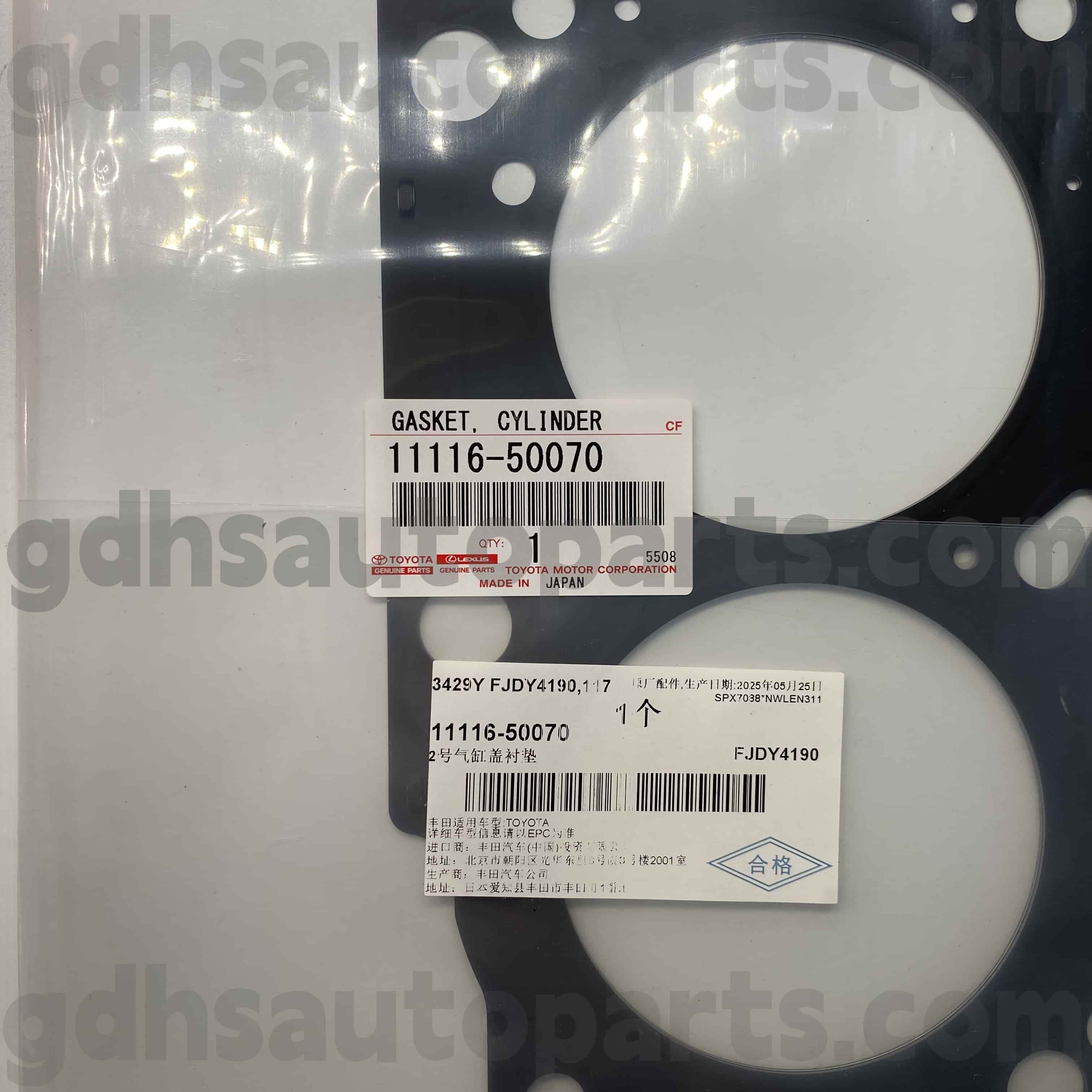 11116-50070 Toyota Echte onderdelen linkercilinderafdekking Rubberen ring voor Sequoia, Land Cruiser, Lexus GX470 Chassis nr. Uzj100