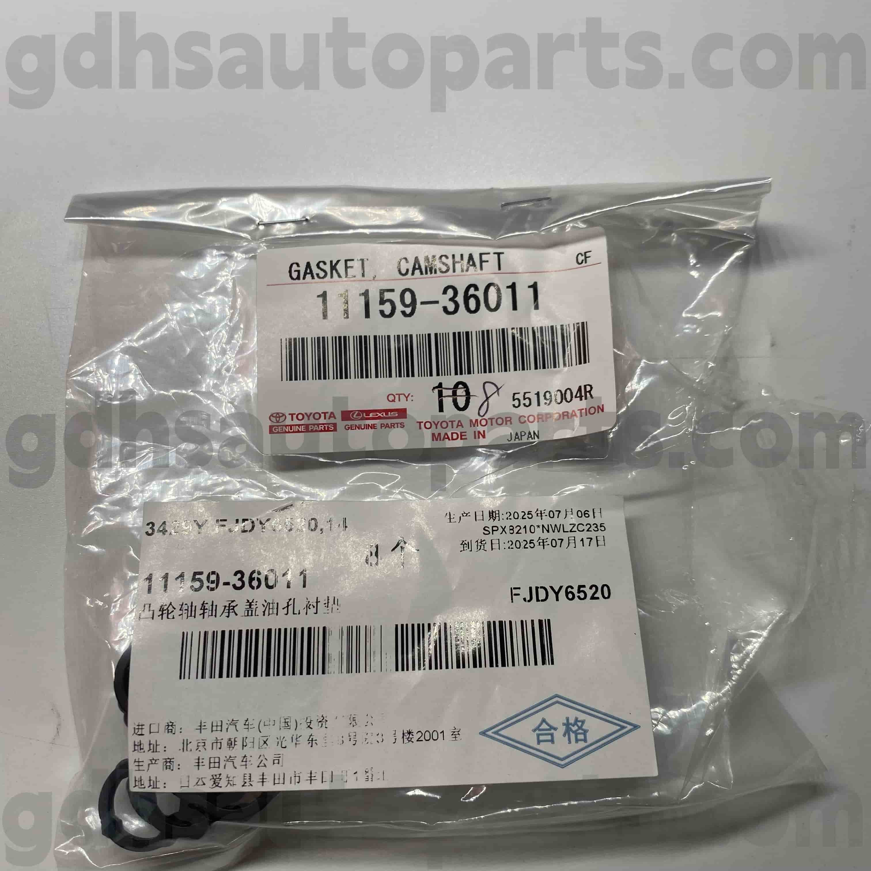 11159-36011 Toyota echte onderdelen rubberen ring voor Highlander, Harrier/Hybrid, Camry Chassis nr. Ayh30